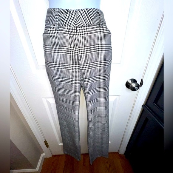 Express 0R Editor Black White Houndstooth Flare Leg Trouser Dress Pants 0 R XXS - Picture 1 of 15